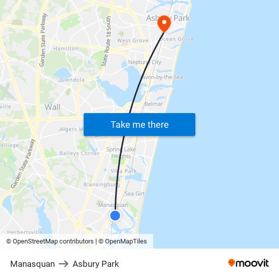 Manasquan to Asbury Park map