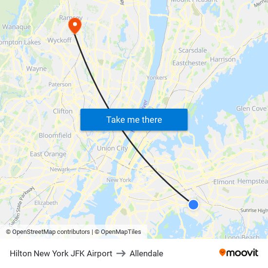 Hilton New York JFK Airport to Allendale map