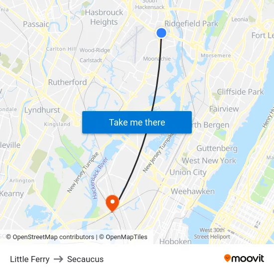 Little Ferry to Secaucus map