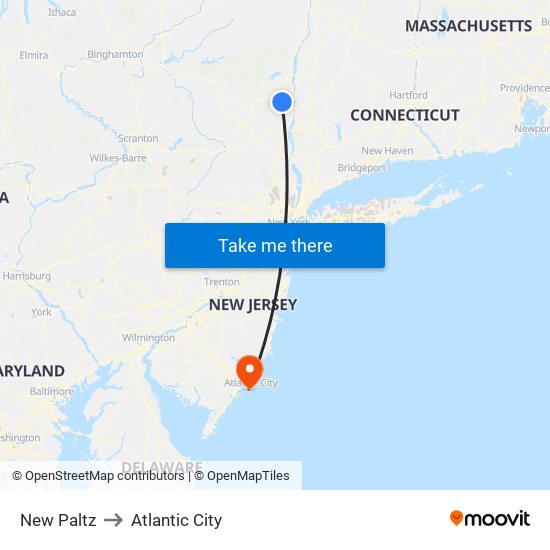 New Paltz to Atlantic City map