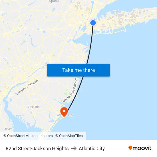 82nd Street-Jackson Heights to Atlantic City map