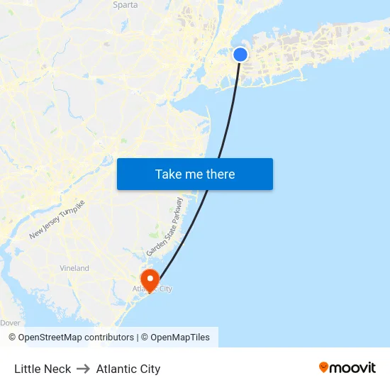 Little Neck to Atlantic City map