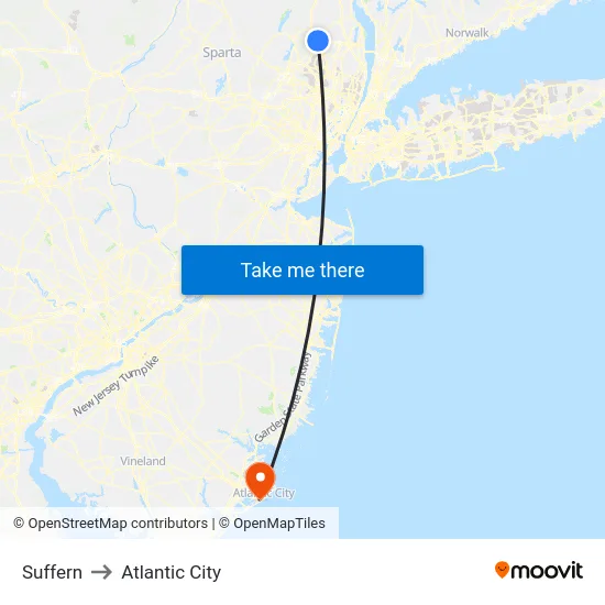Suffern to Atlantic City map