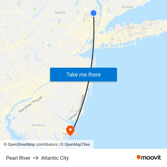 Pearl River to Atlantic City map