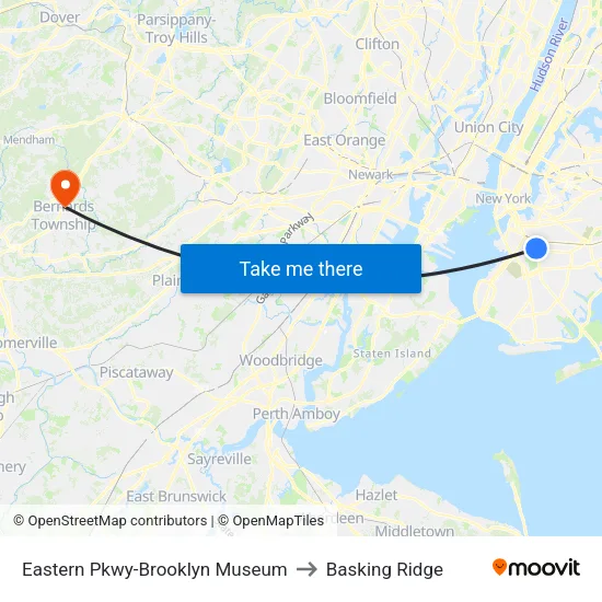 Eastern Pkwy-Brooklyn Museum to Basking Ridge map
