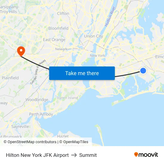 Hilton New York JFK Airport to Summit map