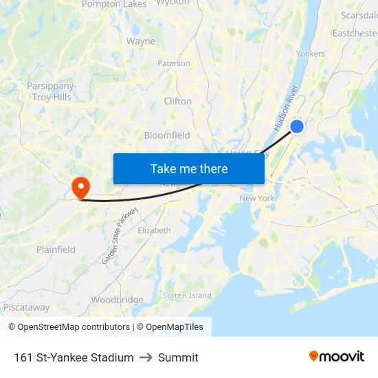 161 St-Yankee Stadium to Summit map