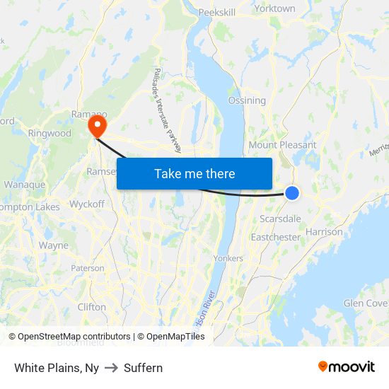 White Plains, Ny to Suffern map