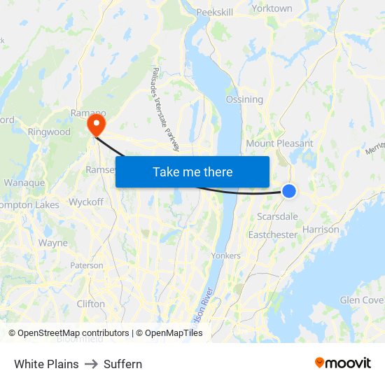 White Plains to Suffern map