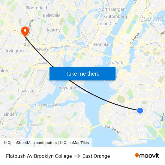 Flatbush Av-Brooklyn College to East Orange map