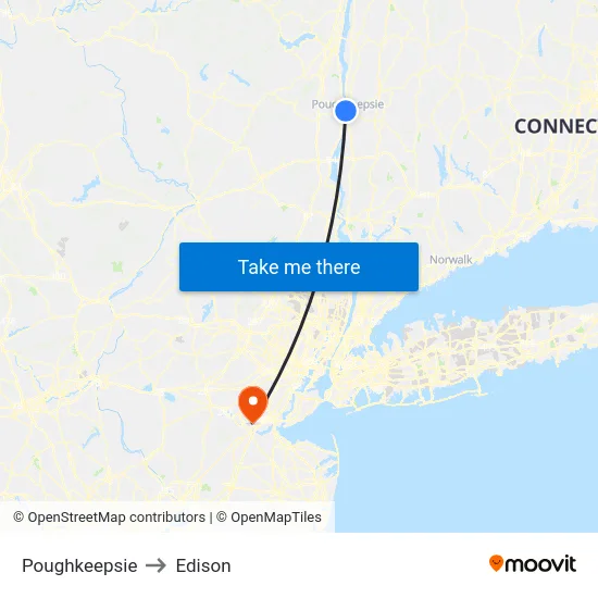 Poughkeepsie to Edison map
