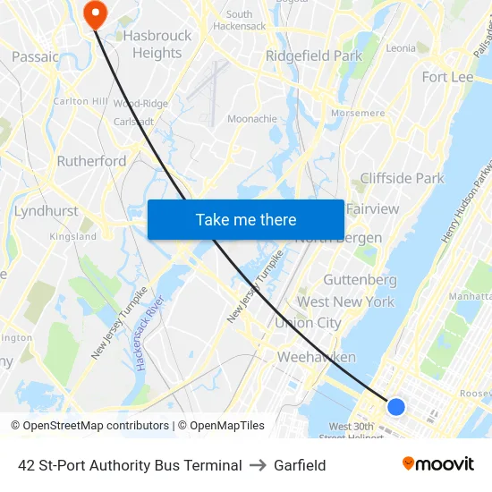 42 St-Port Authority Bus Terminal to Garfield map