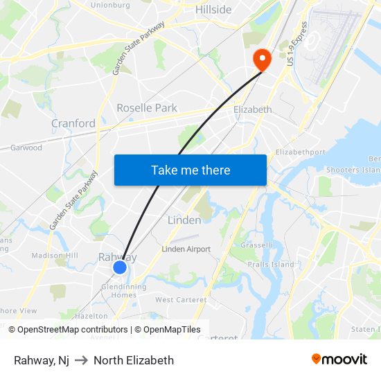 Rahway, Nj to North Elizabeth map