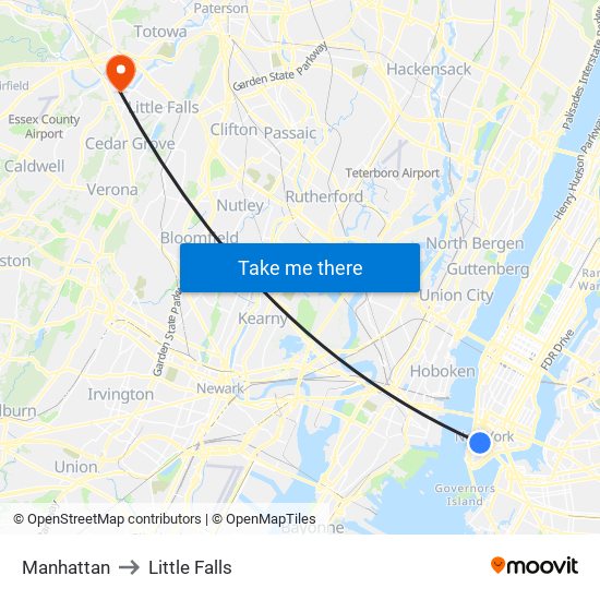 Manhattan to Little Falls map