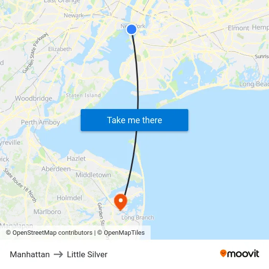 Manhattan to Little Silver map