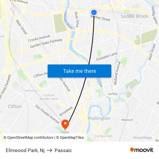 Elmwood Park, Nj to Passaic map