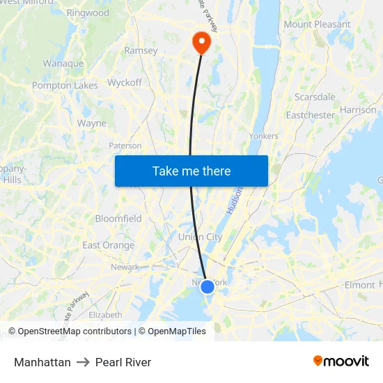 Manhattan to Pearl River map