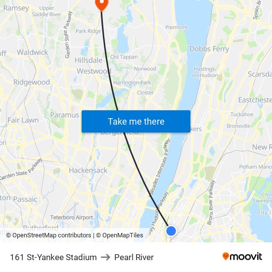 161 St-Yankee Stadium to Pearl River map