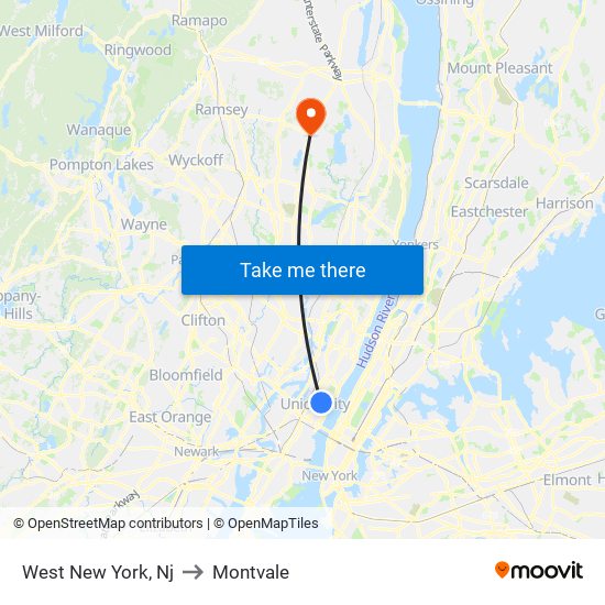 West New York, Nj to Montvale map