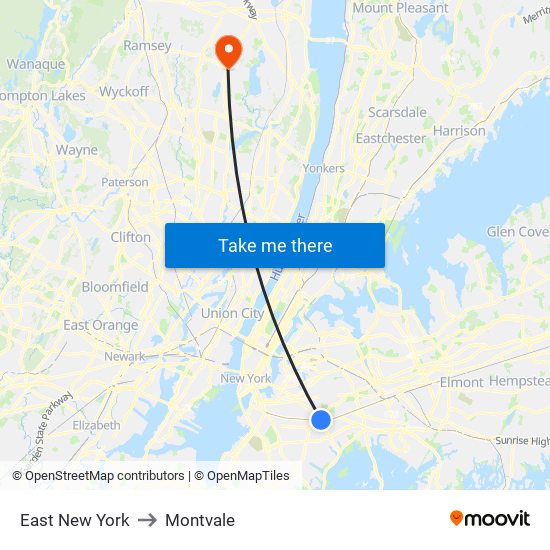 East New York to Montvale map