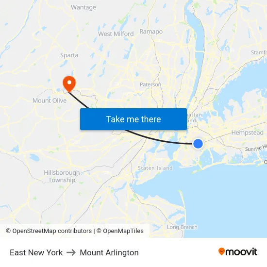 East New York to Mount Arlington map