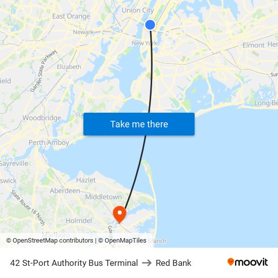 42 St-Port Authority Bus Terminal to Red Bank map