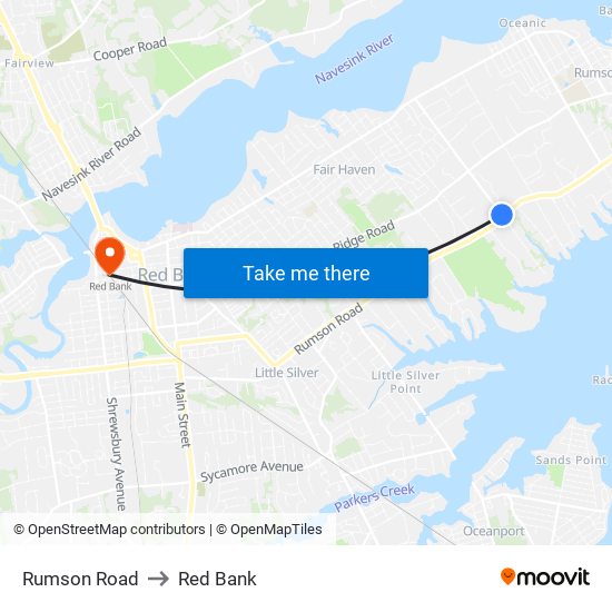 Rumson Road to Red Bank map