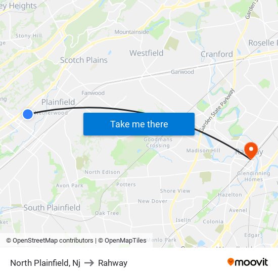 North Plainfield, Nj to Rahway map