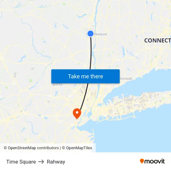 Time Square to Rahway map
