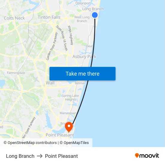 Long Branch to Point Pleasant map