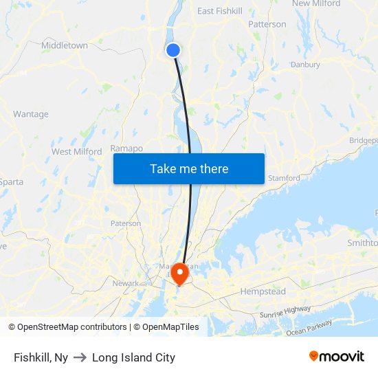 Fishkill, Ny to Long Island City map