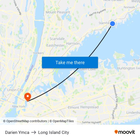 Darien Ymca to Long Island City map