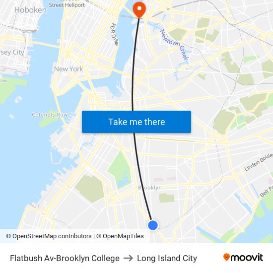 Flatbush Av-Brooklyn College to Long Island City map