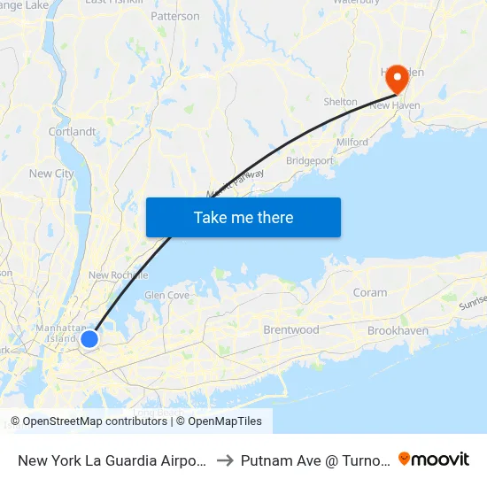 New York La Guardia Airport LGA to Putnam Ave @ Turnor Ave map