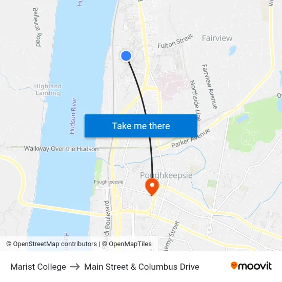 Marist College to Main Street & Columbus Drive map