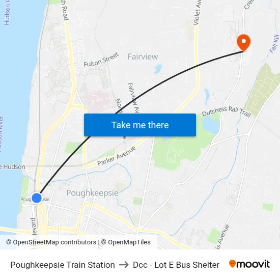 Poughkeepsie Train Station to Dcc - Lot E Bus Shelter map