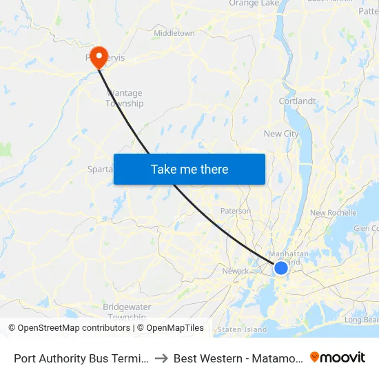 Port Authority Bus Terminal to Best Western - Matamoras map