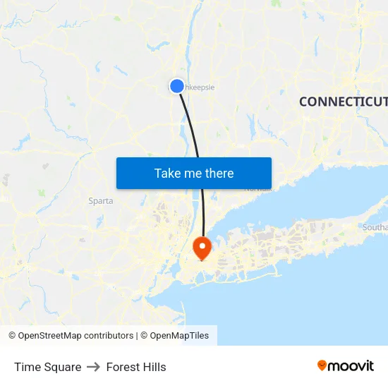 Time Square to Forest Hills map