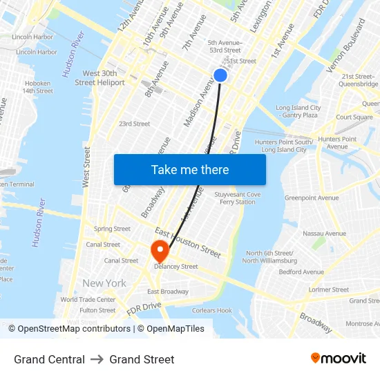 Grand Central to Grand Street map