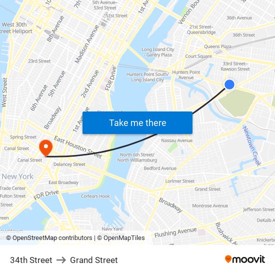 34th Street to Grand Street map