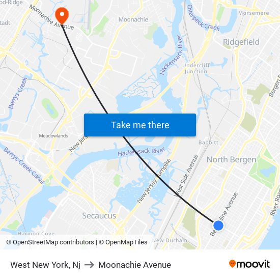 West New York, Nj to Moonachie Avenue map