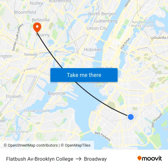 Flatbush Av-Brooklyn College to Broadway map