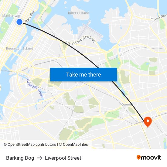 Barking Dog to Liverpool Street map