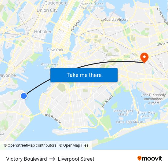 Victory Boulevard to Liverpool Street map