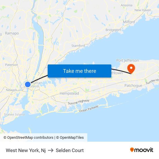 West New York, Nj to Selden Court map