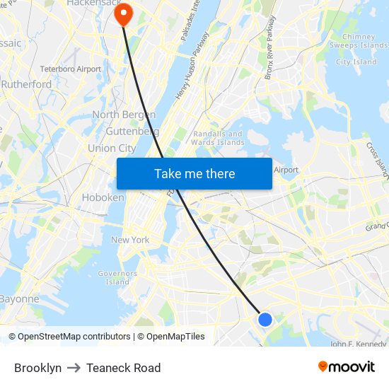 Brooklyn to Teaneck Road map