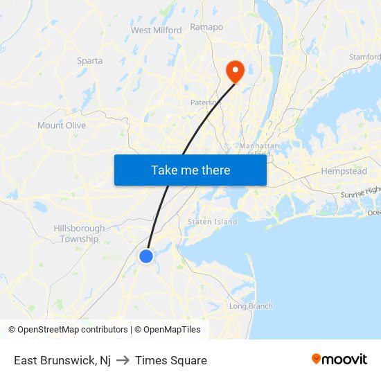 East Brunswick, Nj to Times Square map