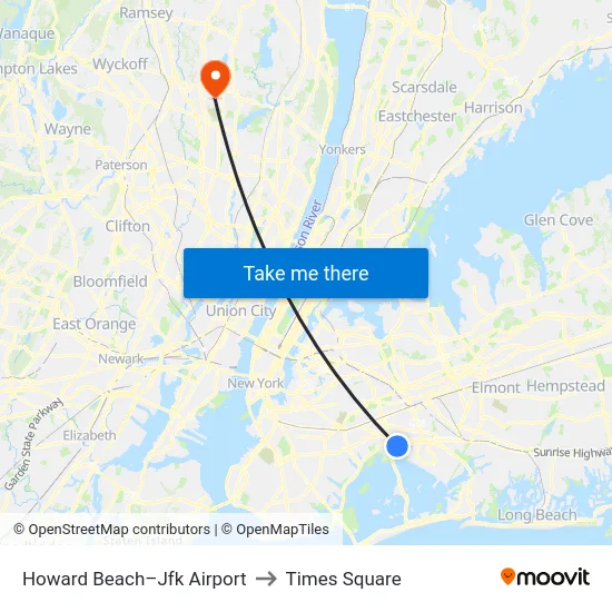 Howard Beach-Jfk Airport to Times Square map