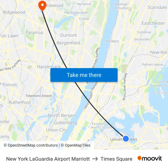 New York LaGuardia Airport Marriott to Times Square map