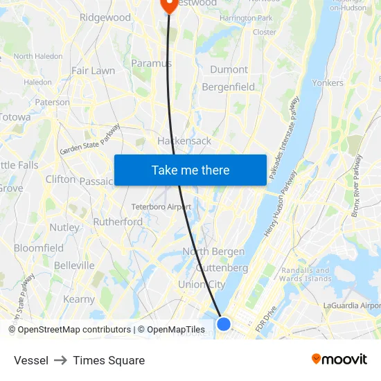Vessel to Times Square map
